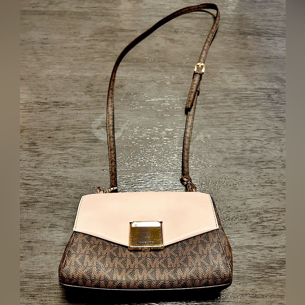 Michael Kors Lita Small Two-Tone Logo and Leather Crossbody Bag